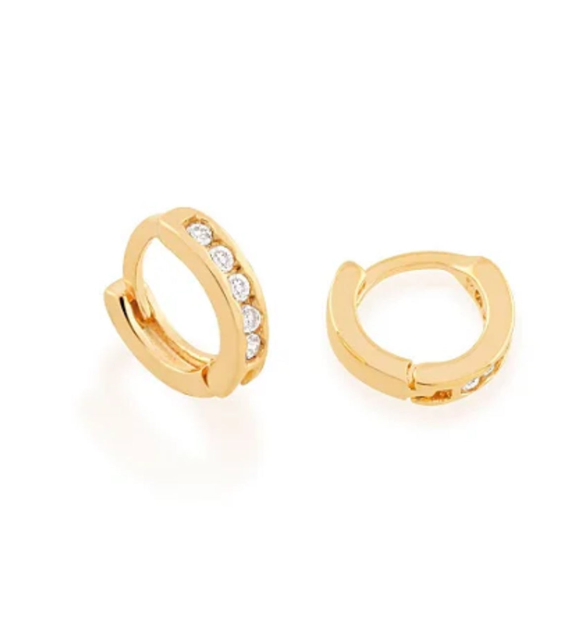 Brinco Argola Rommanel banhado a ouro 18k cravejado