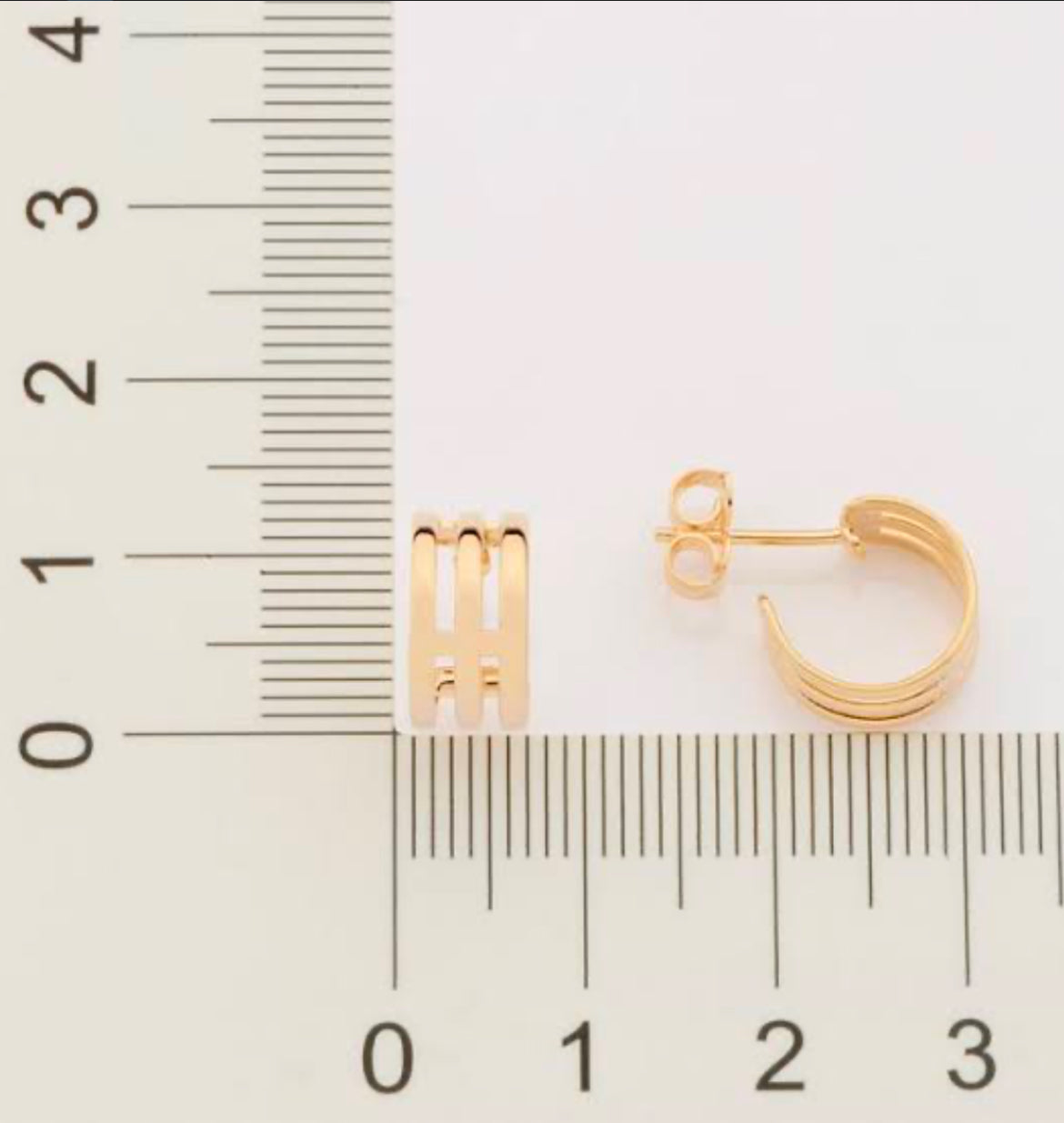 Brinco Rommanel Banhado Ouro 18k Argola Tripla