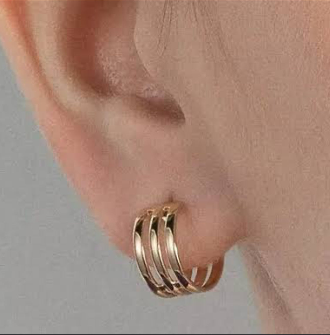 Brinco Rommanel Banhado Ouro 18k Argola Tripla