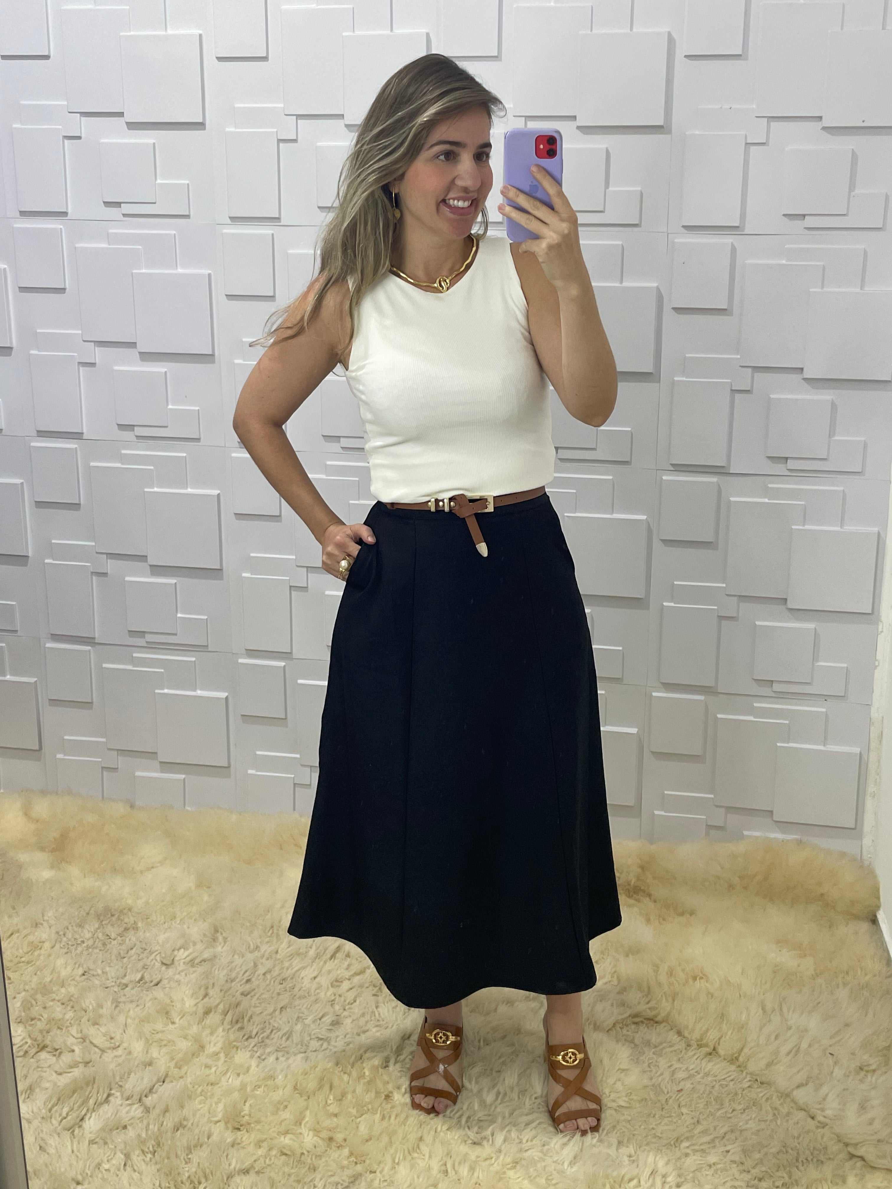 Blusa canelada tecido duplo Liliana