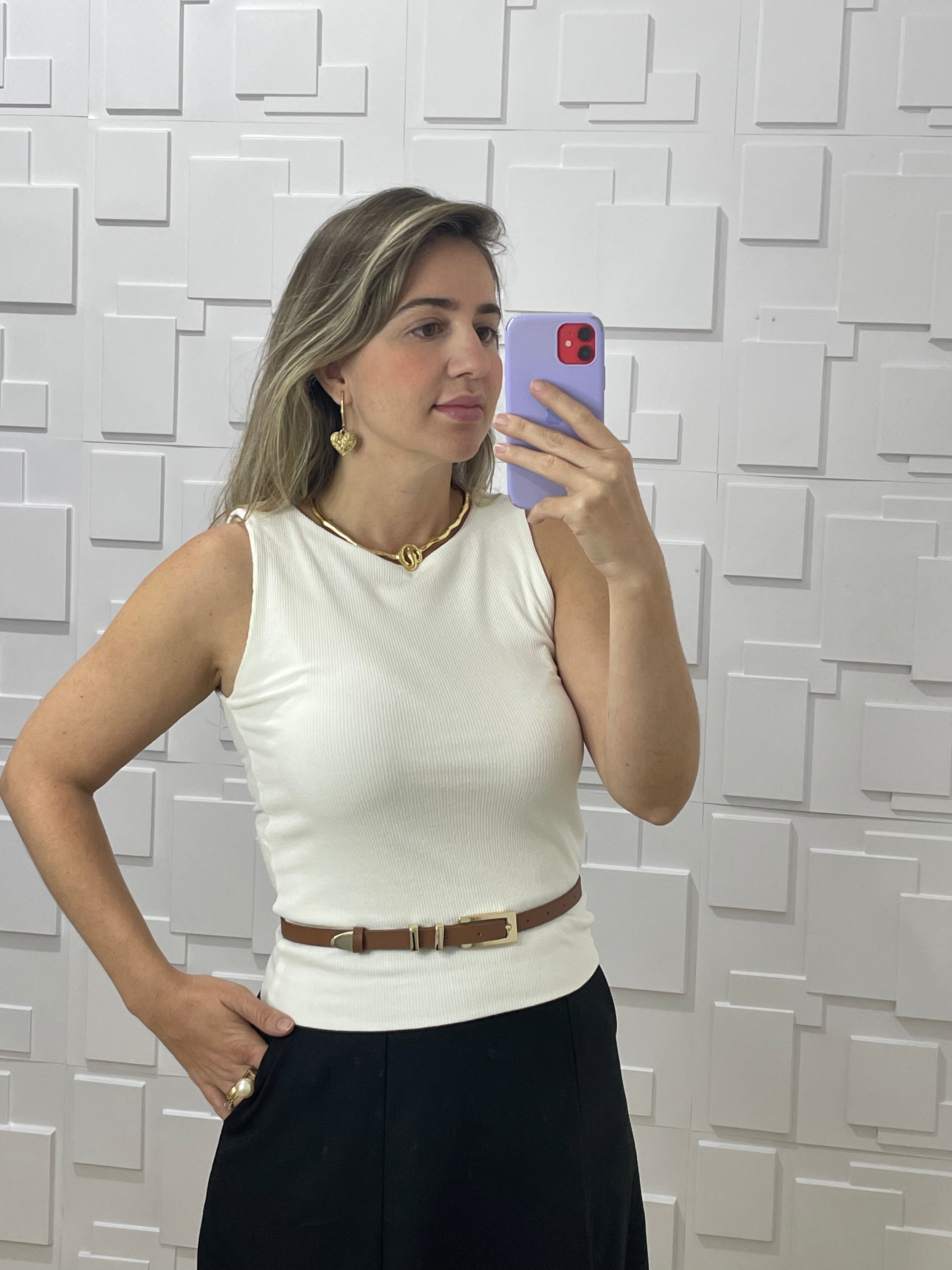 Blusa canelada tecido duplo Liliana