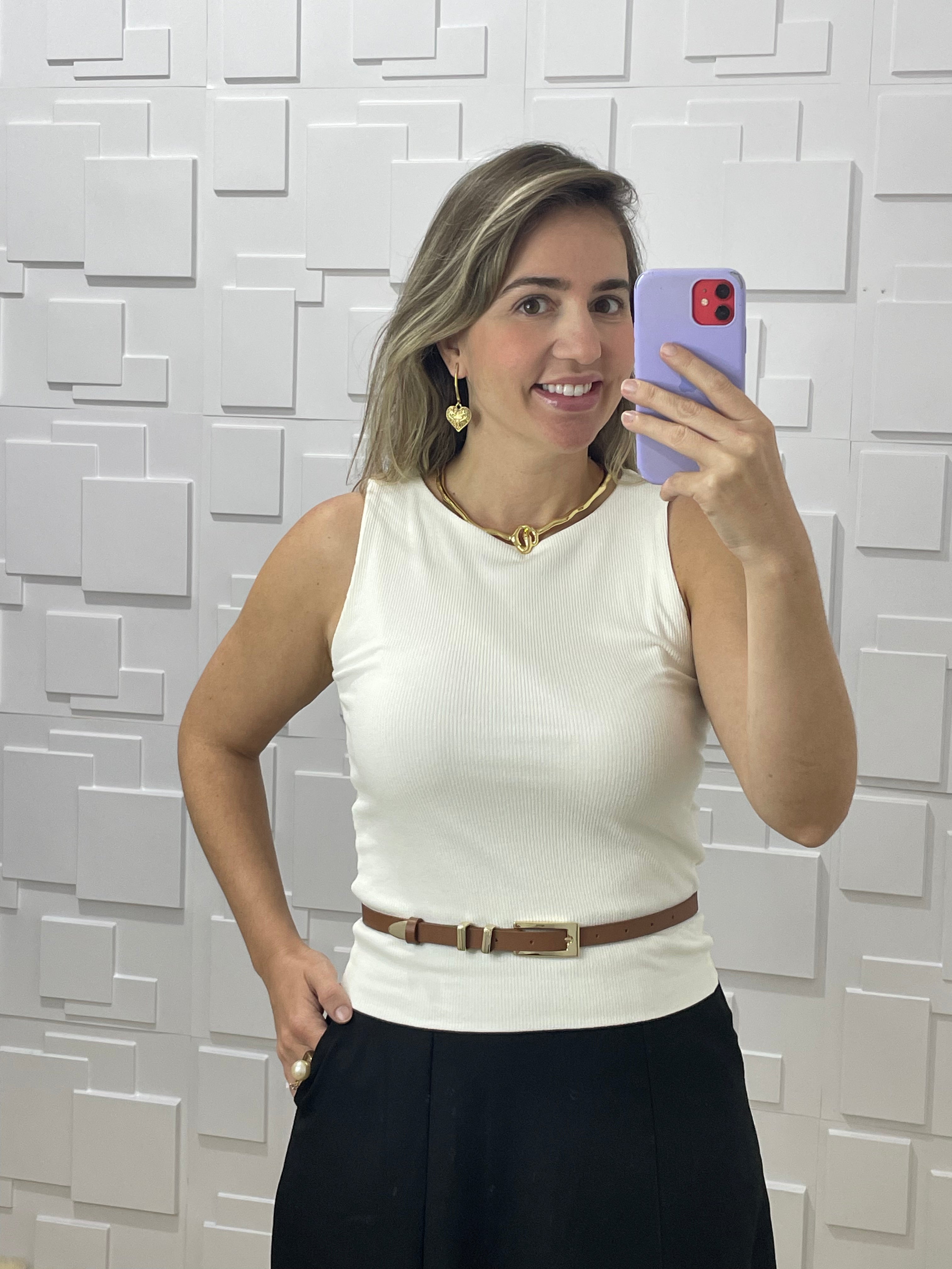 Blusa canelada tecido duplo Liliana