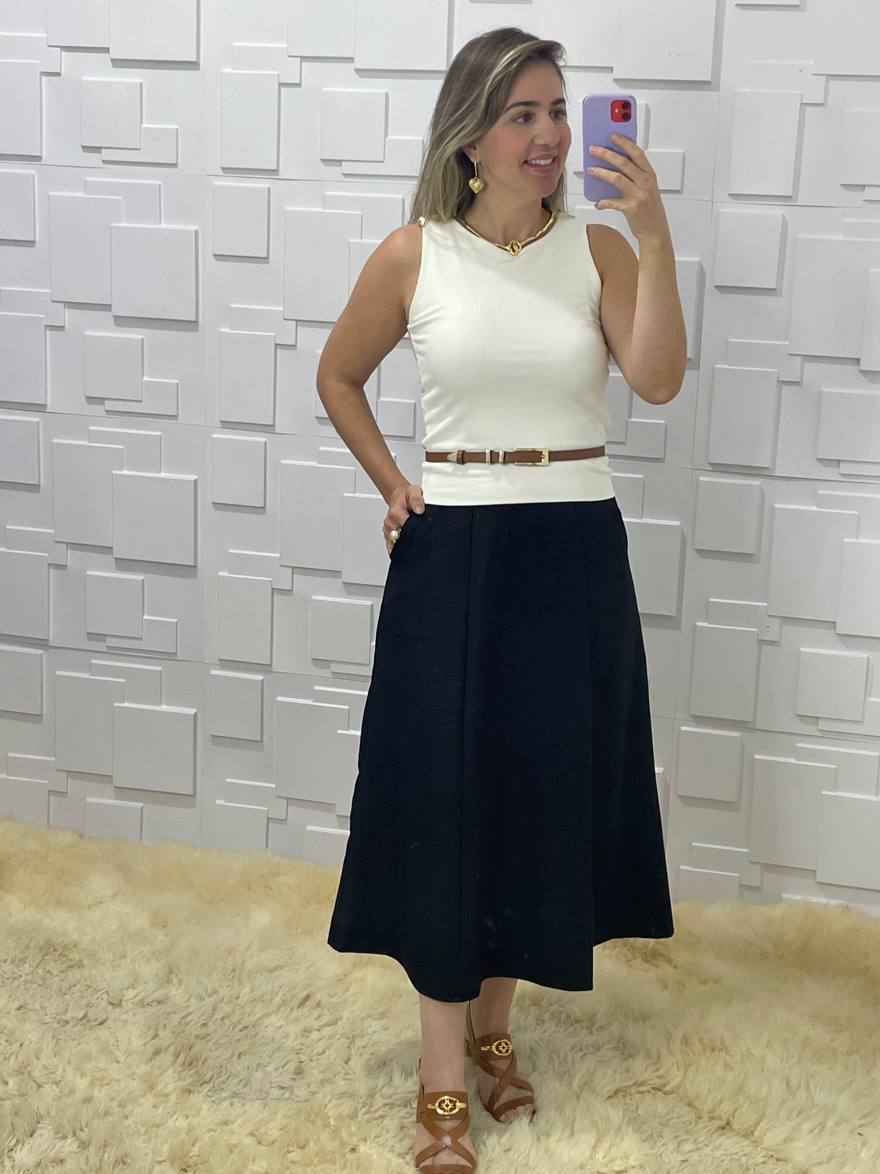 Blusa canelada tecido duplo Liliana