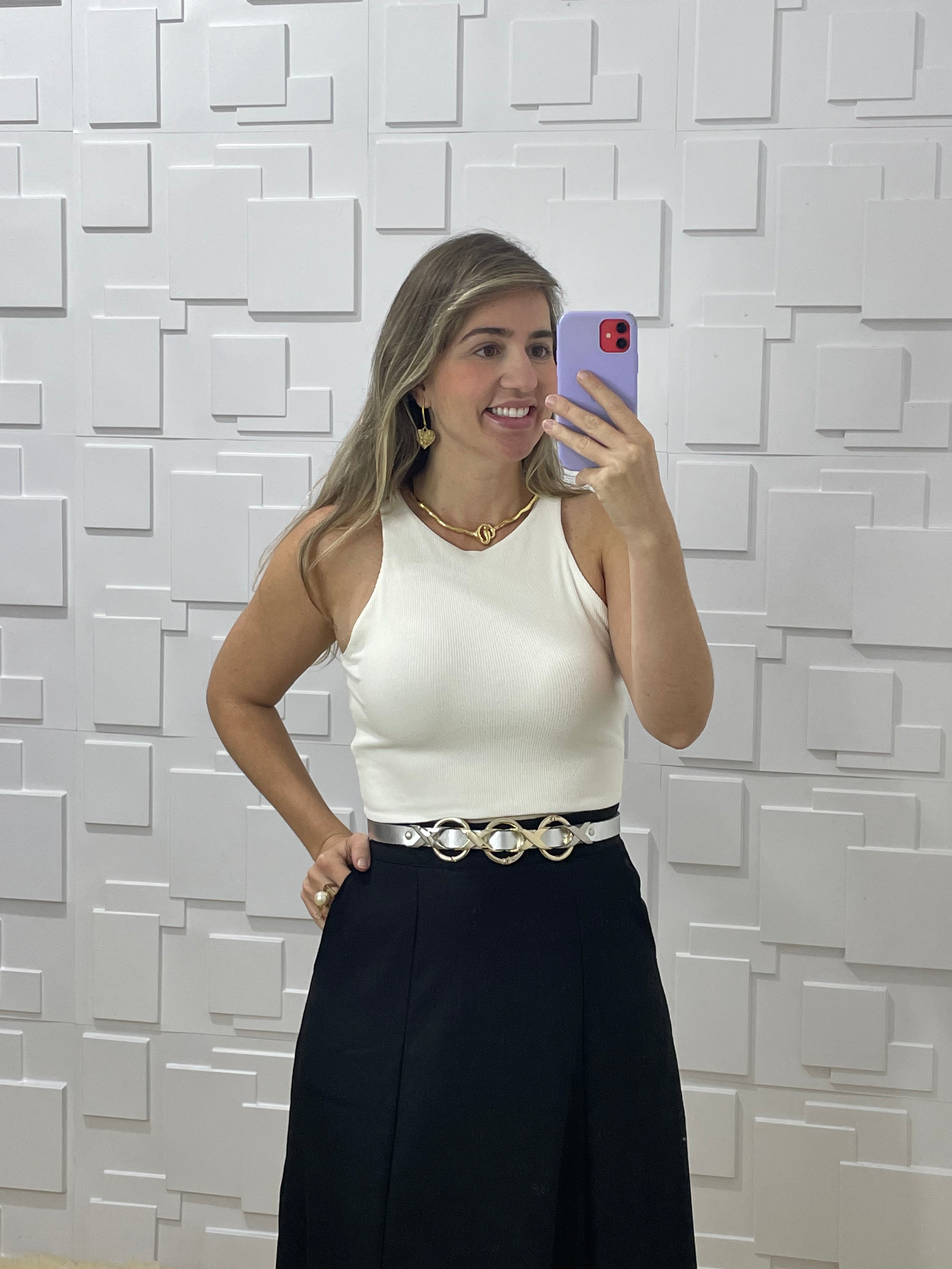 Cropped nadador canelado em tecido duplo Yanka