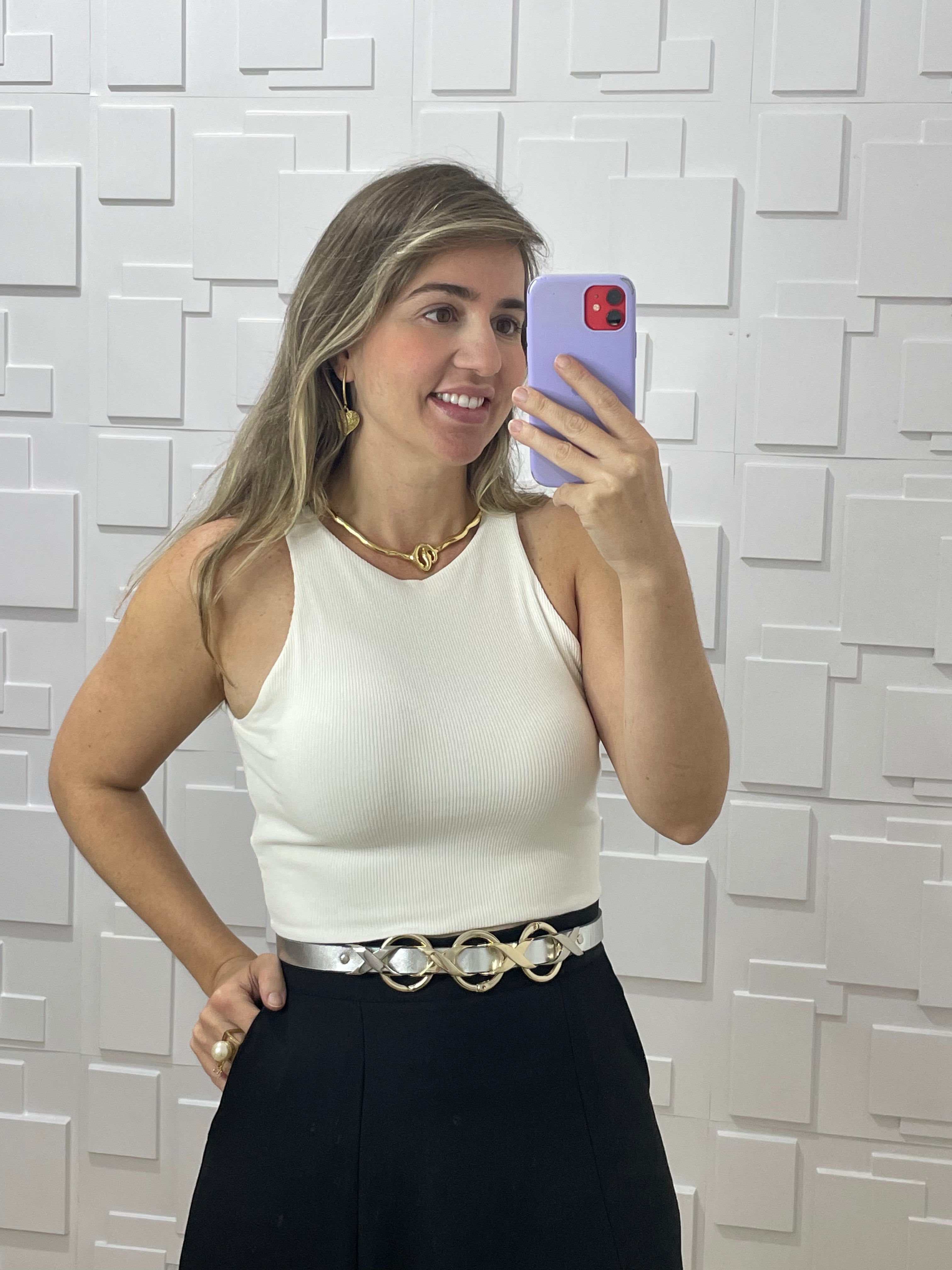 Cropped nadador canelado em tecido duplo Yanka