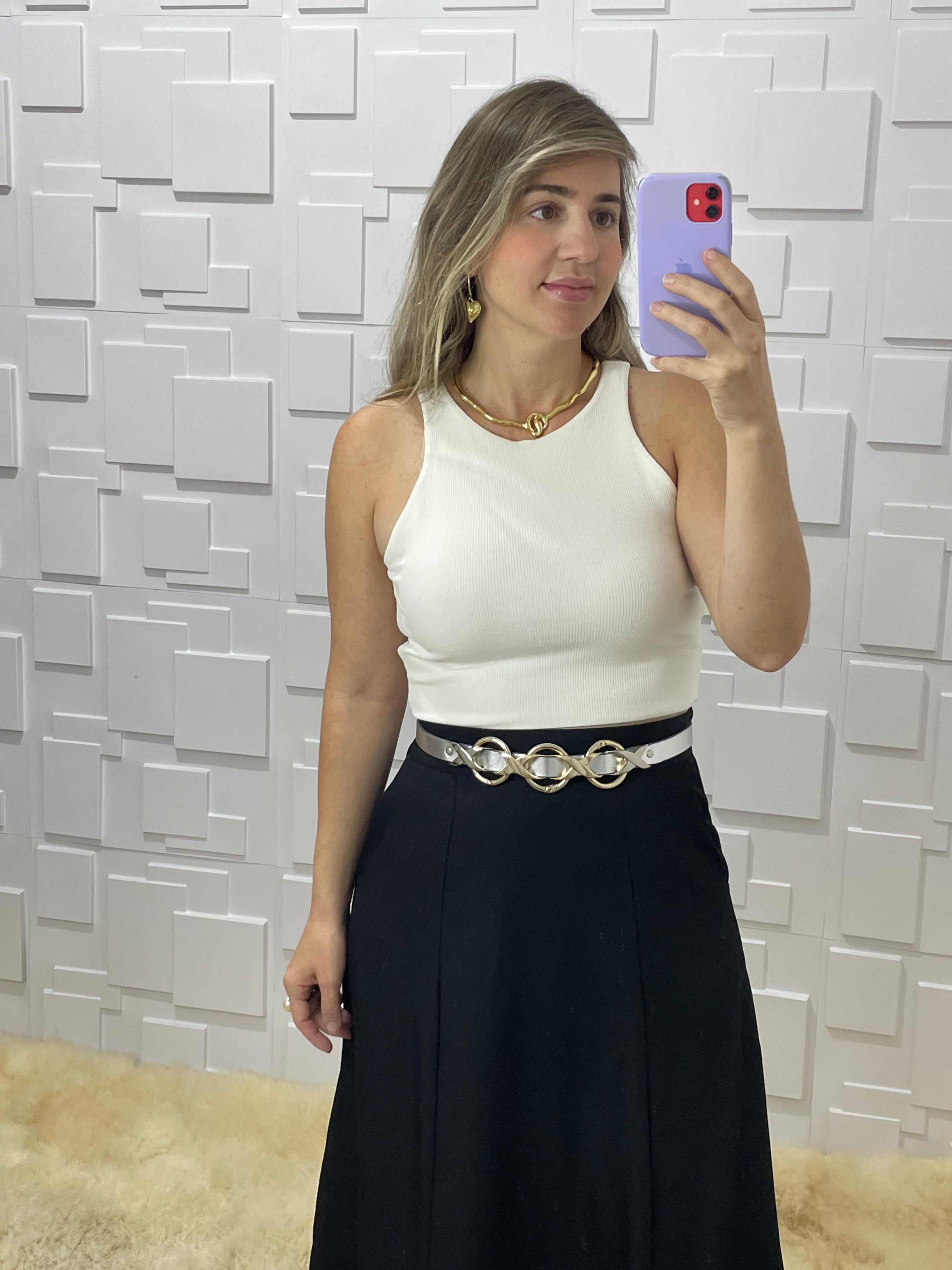 Cropped nadador canelado em tecido duplo Yanka