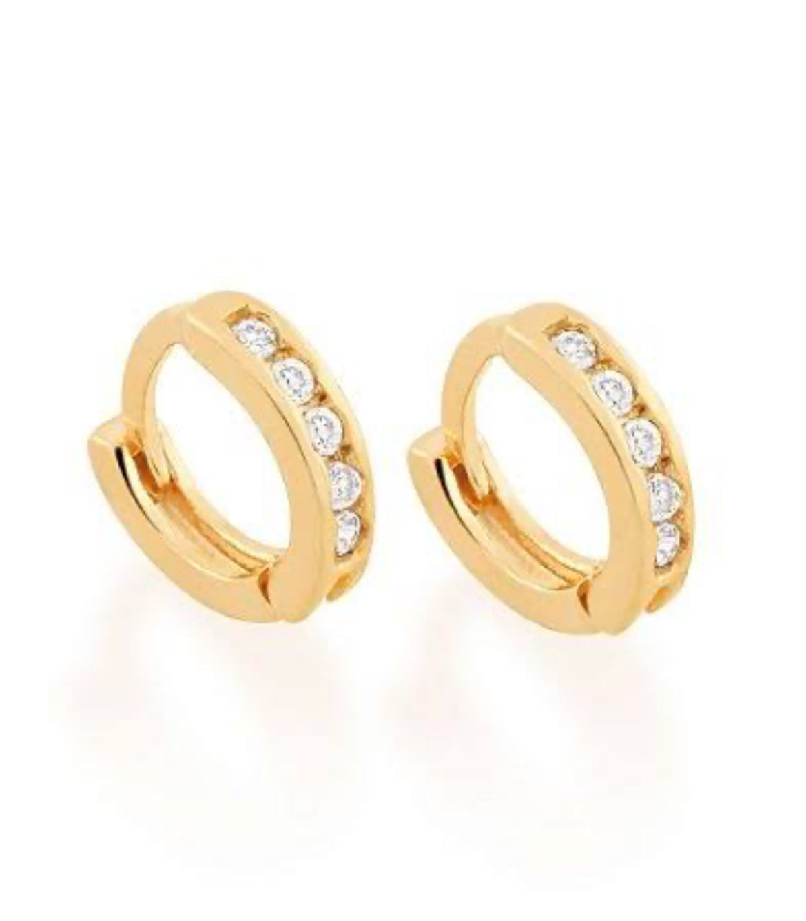 Brinco Argola Rommanel banhado a ouro 18k cravejado