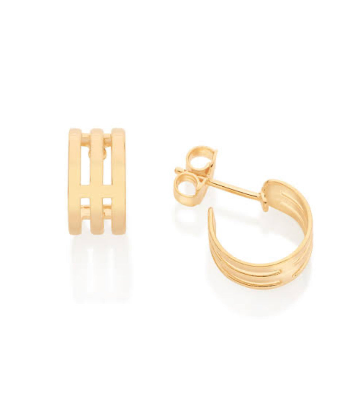 Brinco Rommanel Banhado Ouro 18k Argola Tripla