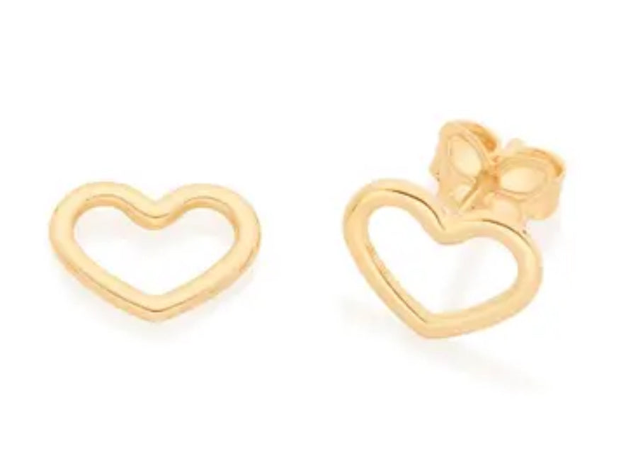 Brinco Rommanel coração folheado a ouro 18k
